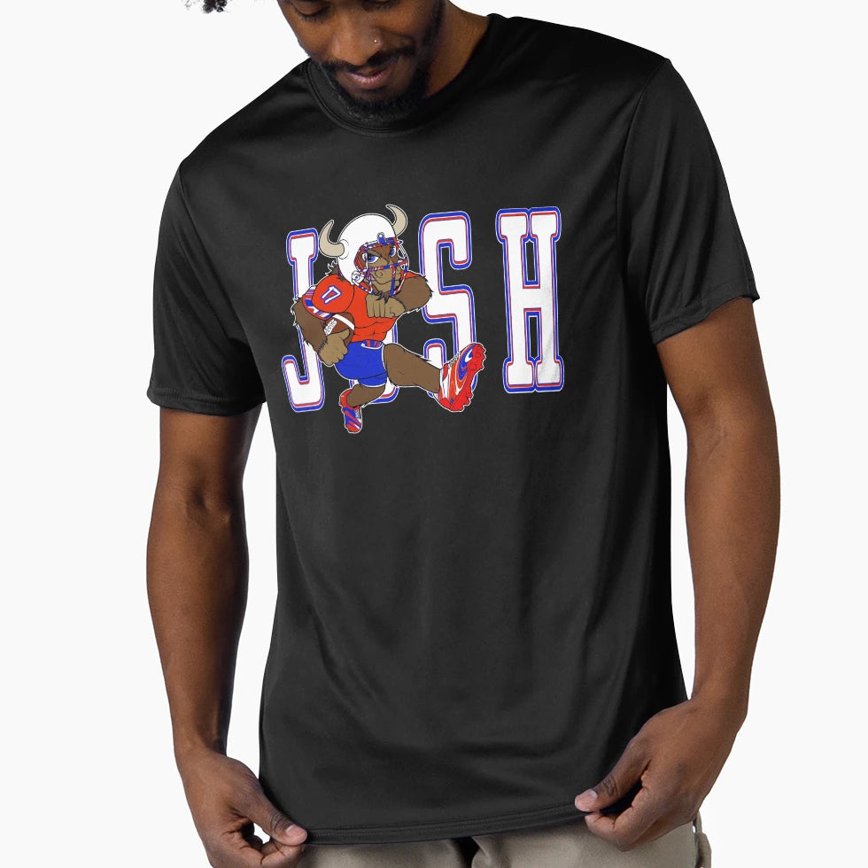 Buffalo Quarterback 17 Cartoon Bold T-Shirt - Minimalist Print for Adults - T-Shirt, Sweatshirt, Hoodie