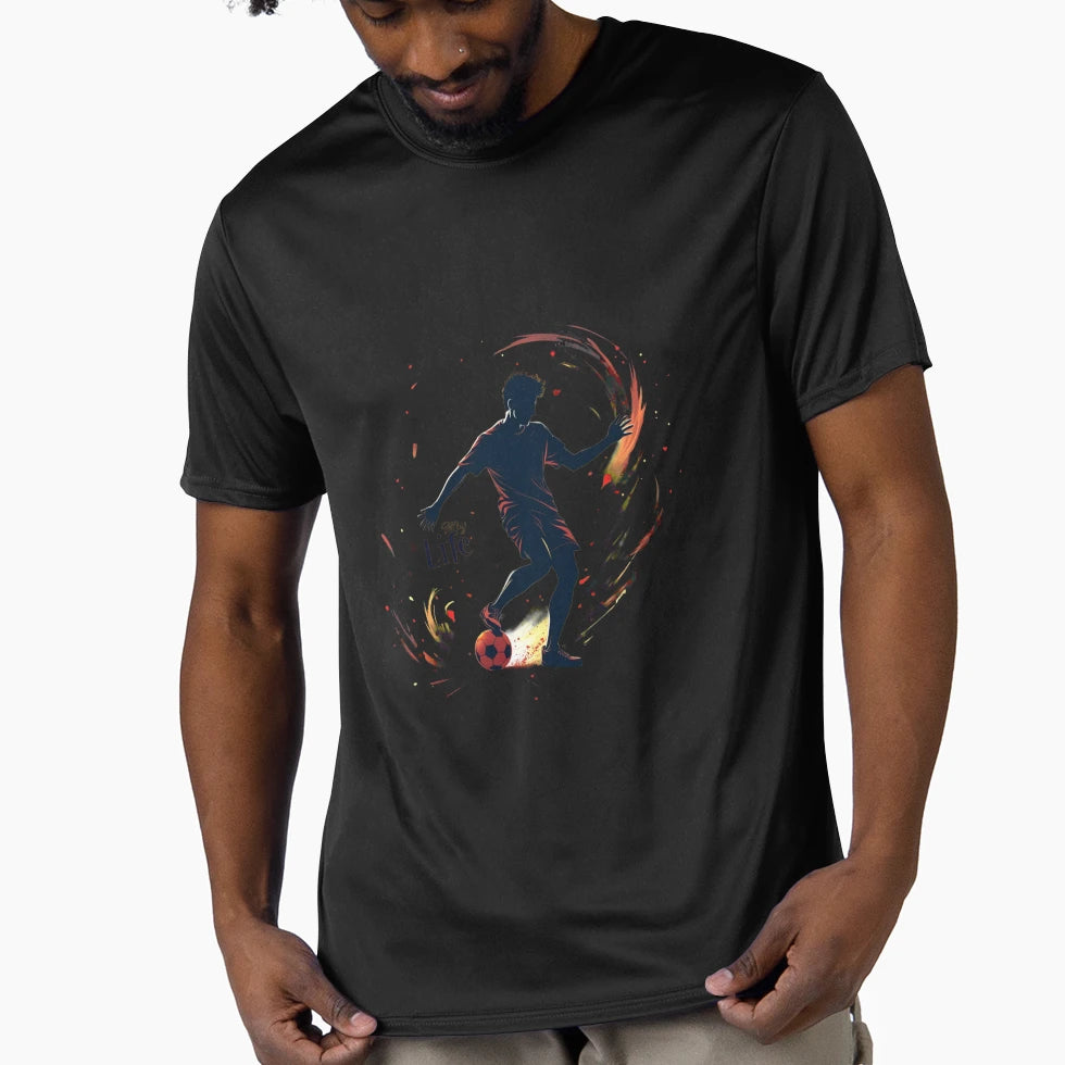Football Passion Silhouette Motion Art T-Shirt - Custom Art Print Unisex - T-Shirt, Sweatshirt, Hoodie