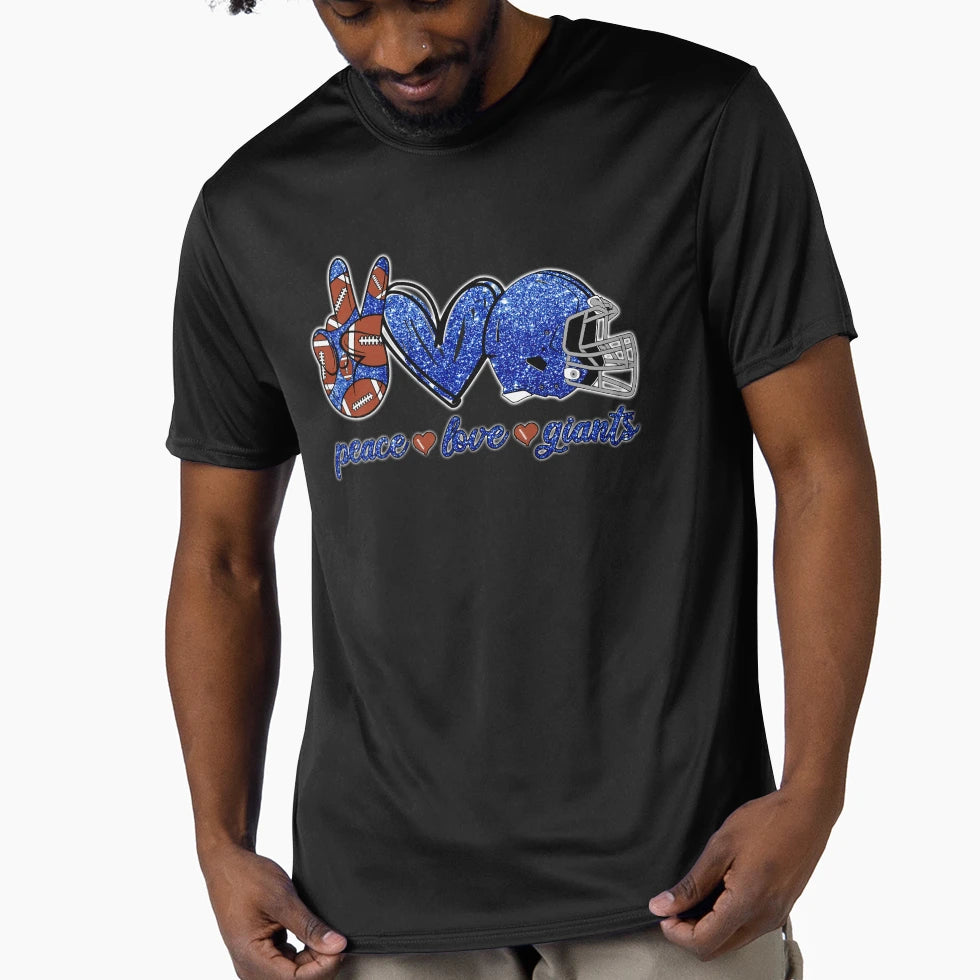 Peace Love Giants Football Team T-Shirt - Streetwear Style Unisex - T-Shirt, Sweatshirt, Hoodie