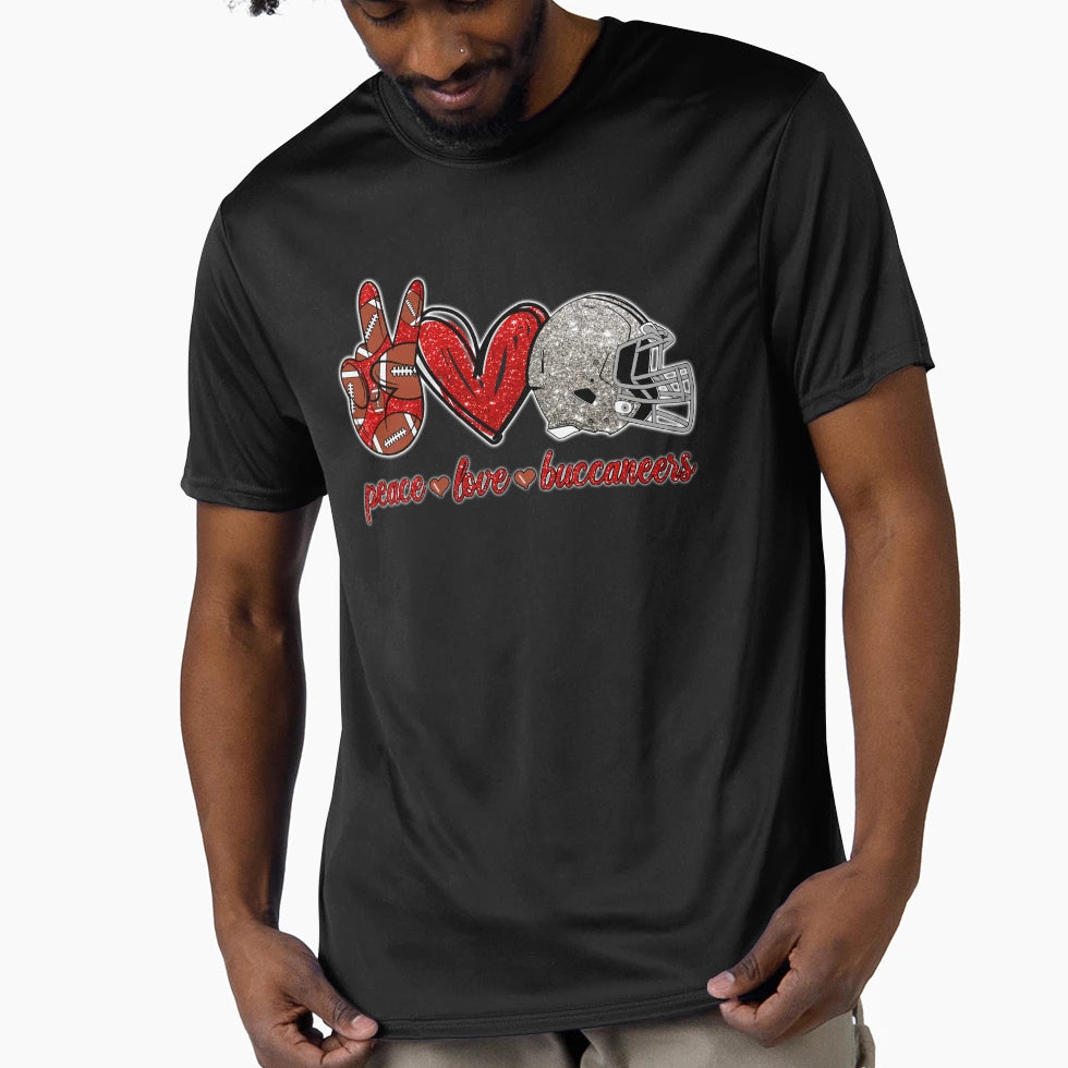 Peace Love Buccaneers Football Team T-Shirt - Custom Art Print Men Women - T-Shirt, Sweatshirt, Hoodie