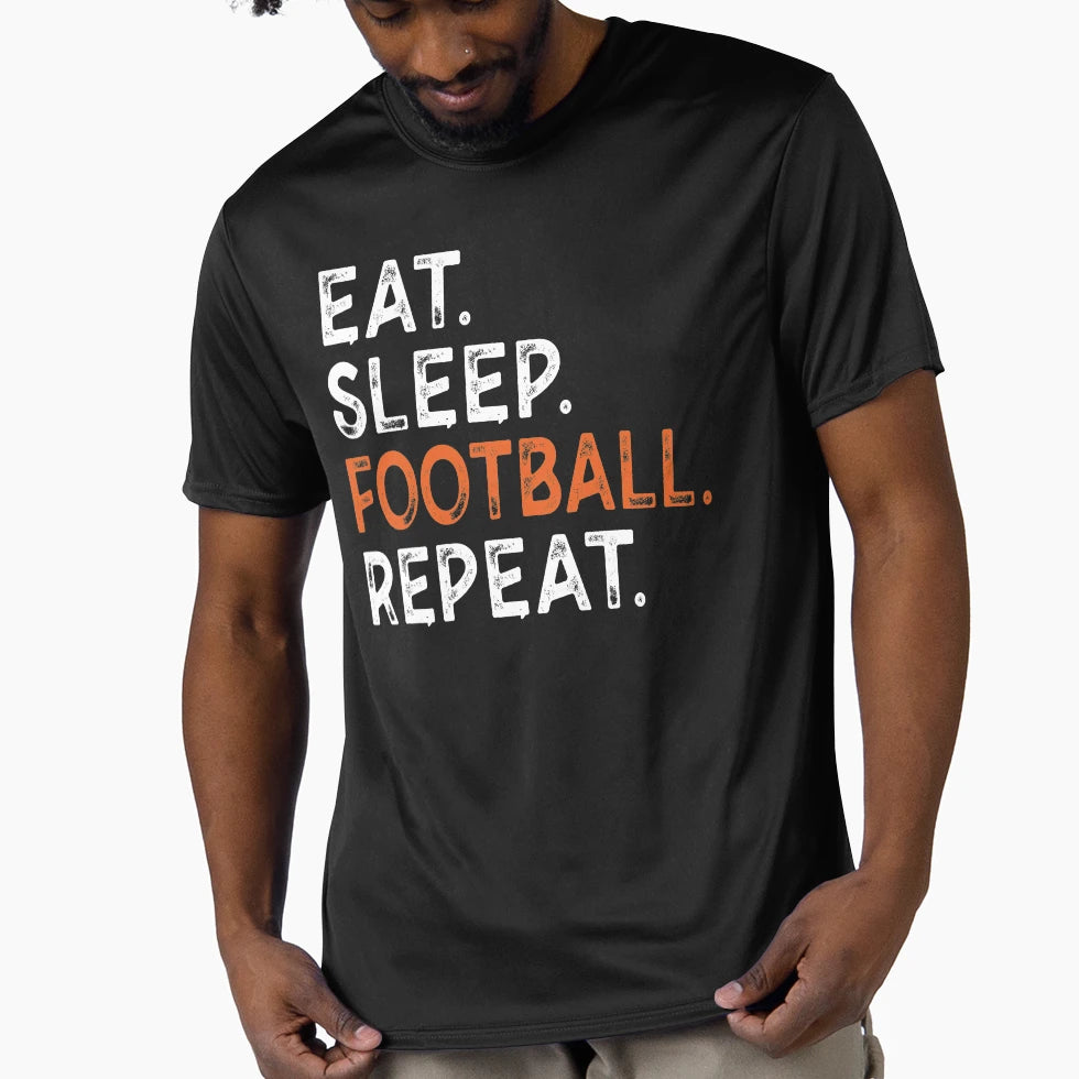 Eat Sleep Football Repeat Gift T-Shirt - Aesthetic Graphic Men Women - T-Shirt, Sweatshirt, Hoodie