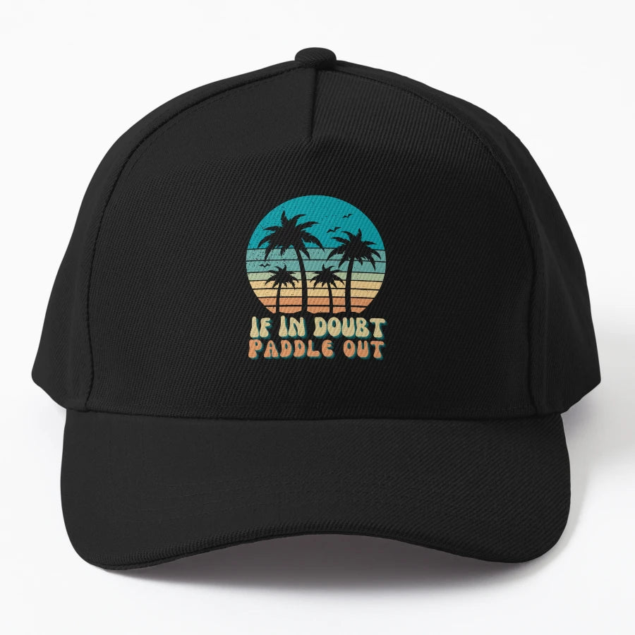 Tropical Sunset If Doubt Paddle Out Sup Surfing Trucker Hat - Snapback, Trucker Hat, Dad Hat, Denim Baseball Cap