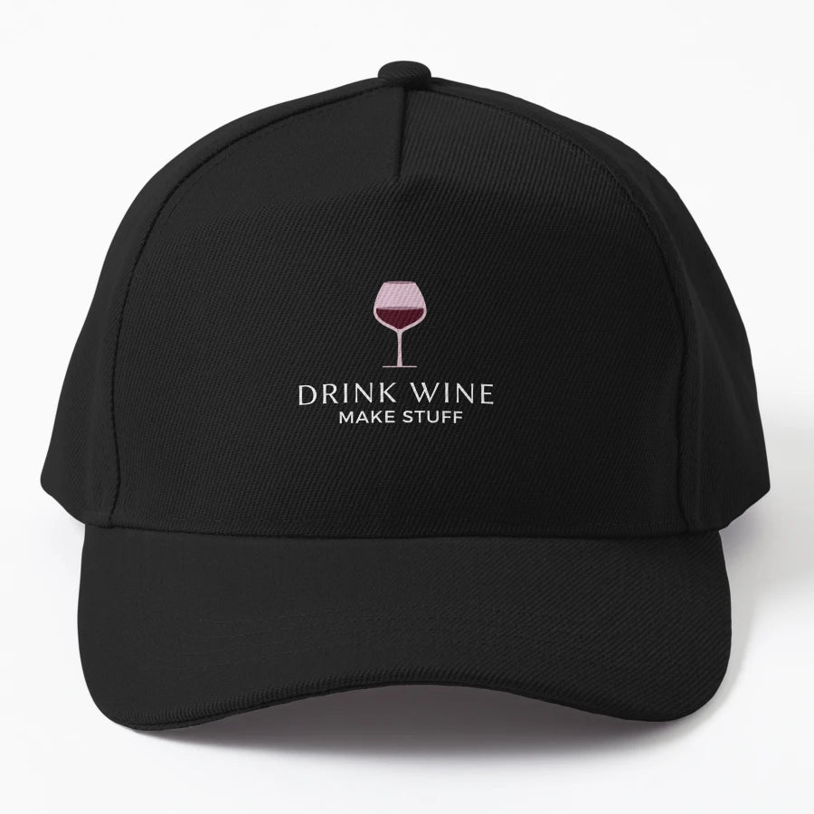 Drink Wine Make Stuff Funny Red Wine Denim Baseball Cap - Snapback, Trucker Hat, Dad Hat, Denim Baseball Cap