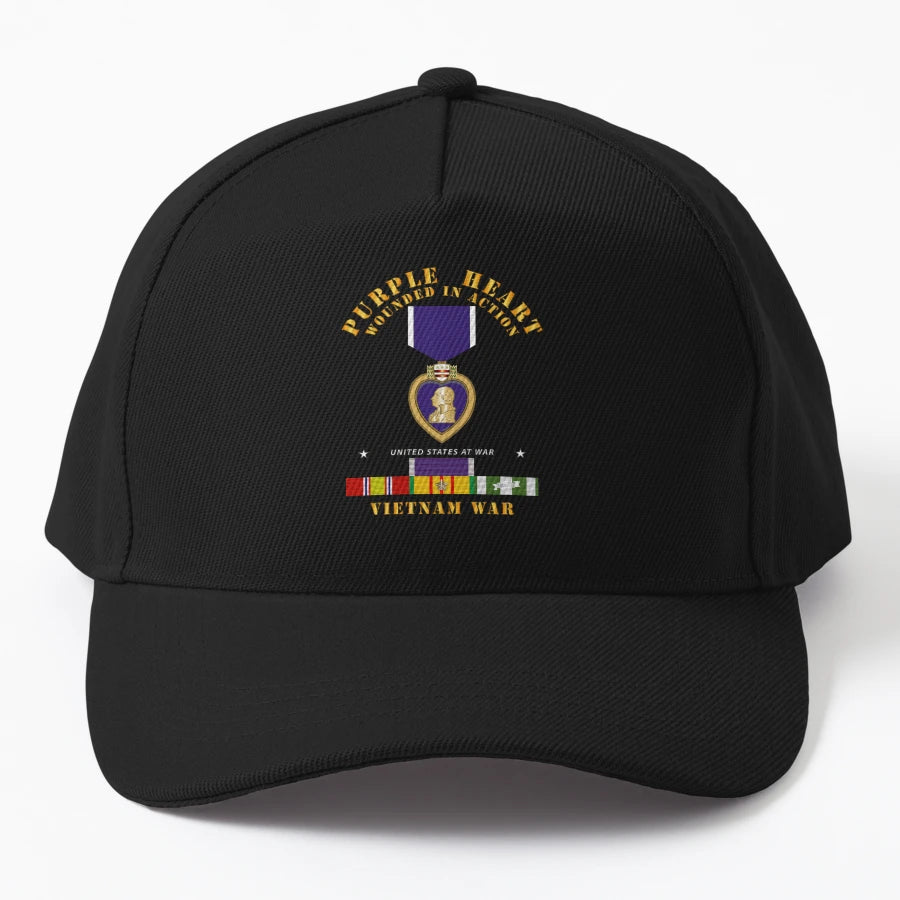 Purple Heart Wia W Vn Svc W Purple Heart Denim Baseball Cap - Snapback, Trucker Hat, Dad Hat, Denim Baseball Cap