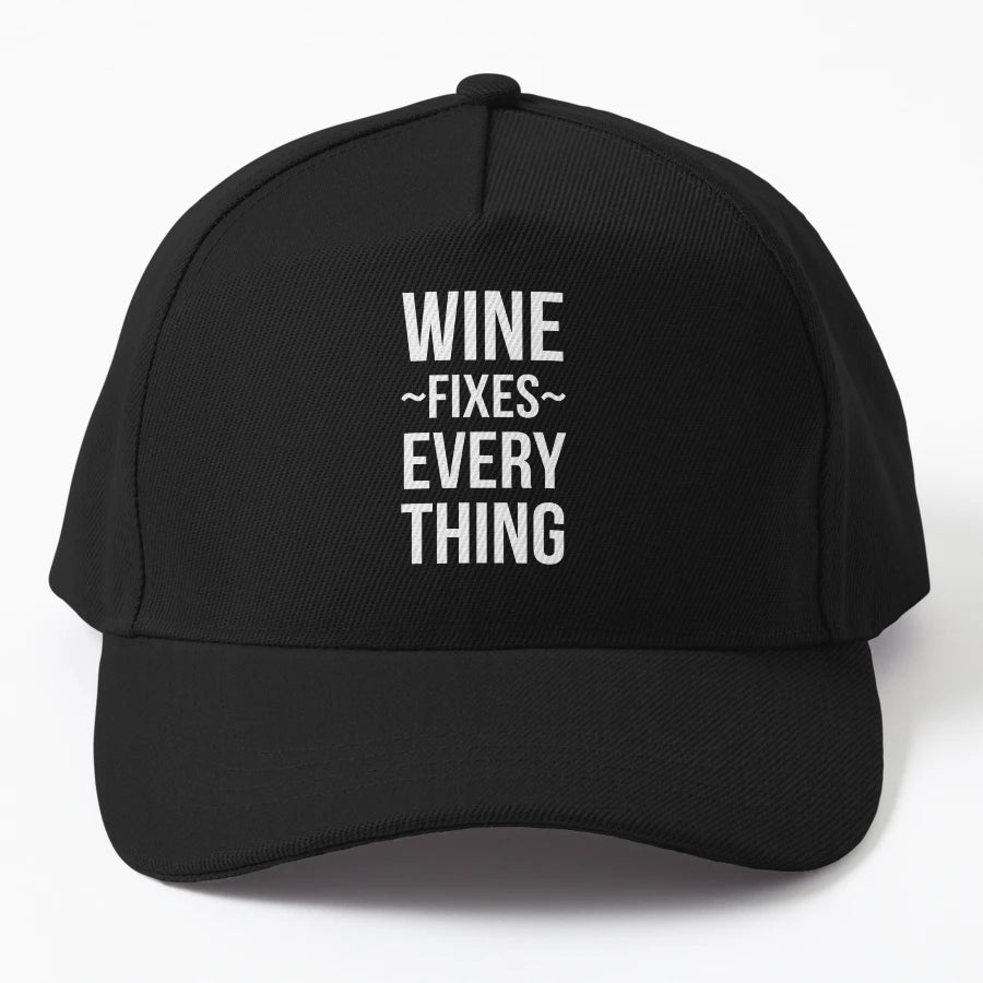 Wine Fixes Everything Trucker Hat - Aesthetic Design - Snapback, Trucker Hat, Dad Hat, Denim Baseball Cap