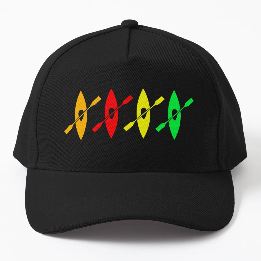 Kayaking Kayak Kayaker Rainbow Colour Denim Baseball Cap - Snapback, Trucker Hat, Dad Hat, Denim Baseball Cap