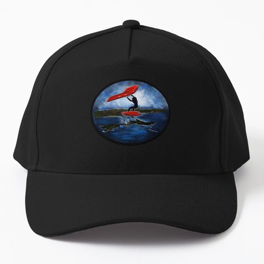 Wing Foil One Evening Giens Oval Version Trucker Hat - Snapback, Trucker Hat, Dad Hat, Denim Baseball Cap