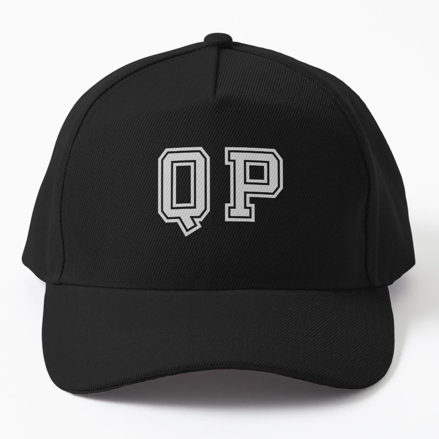 Q P Varsity Initials Varsity Letters Denim Baseball Cap - Snapback, Trucker Hat, Dad Hat, Denim Baseball Cap