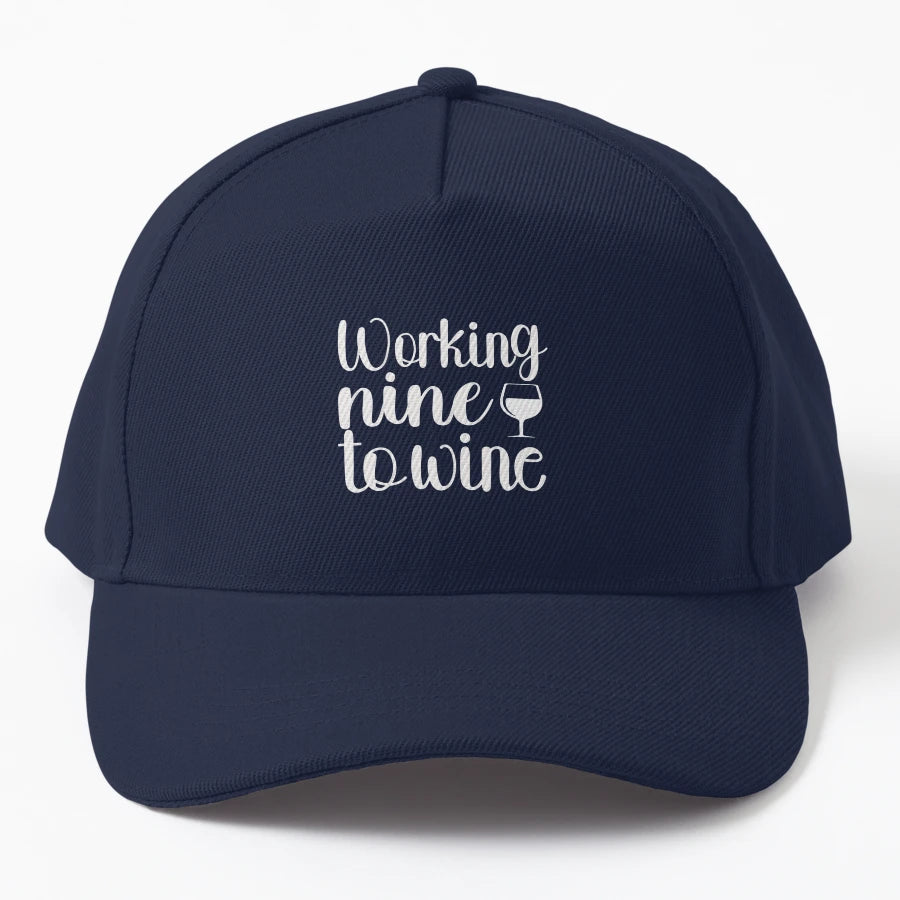 Working Nine To Wine OTTO Dad Hat - Distressed Look - Snapback, Trucker Hat, Dad Hat, Denim Baseball Cap