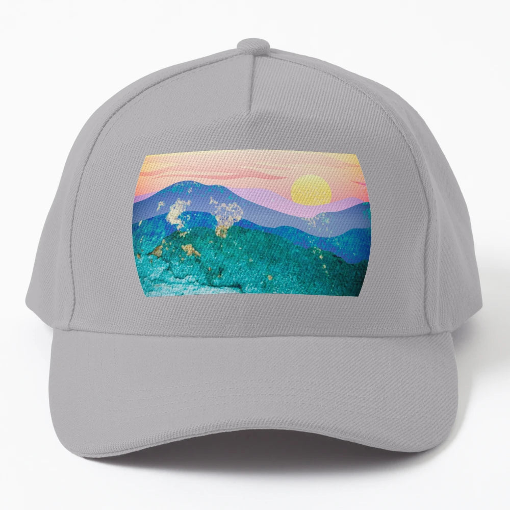 Sunset Mountain Range Landscape OTTO Dad Hat - Aesthetic - Snapback, Trucker Hat, Dad Hat, Denim Baseball Cap