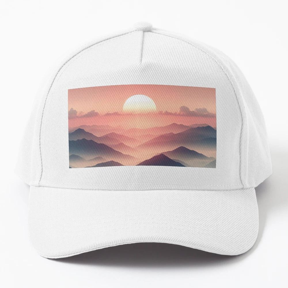 Misty Mountain Sunrise Glow OTTO Dad Hat - Embroidered - Snapback, Trucker Hat, Dad Hat, Denim Baseball Cap