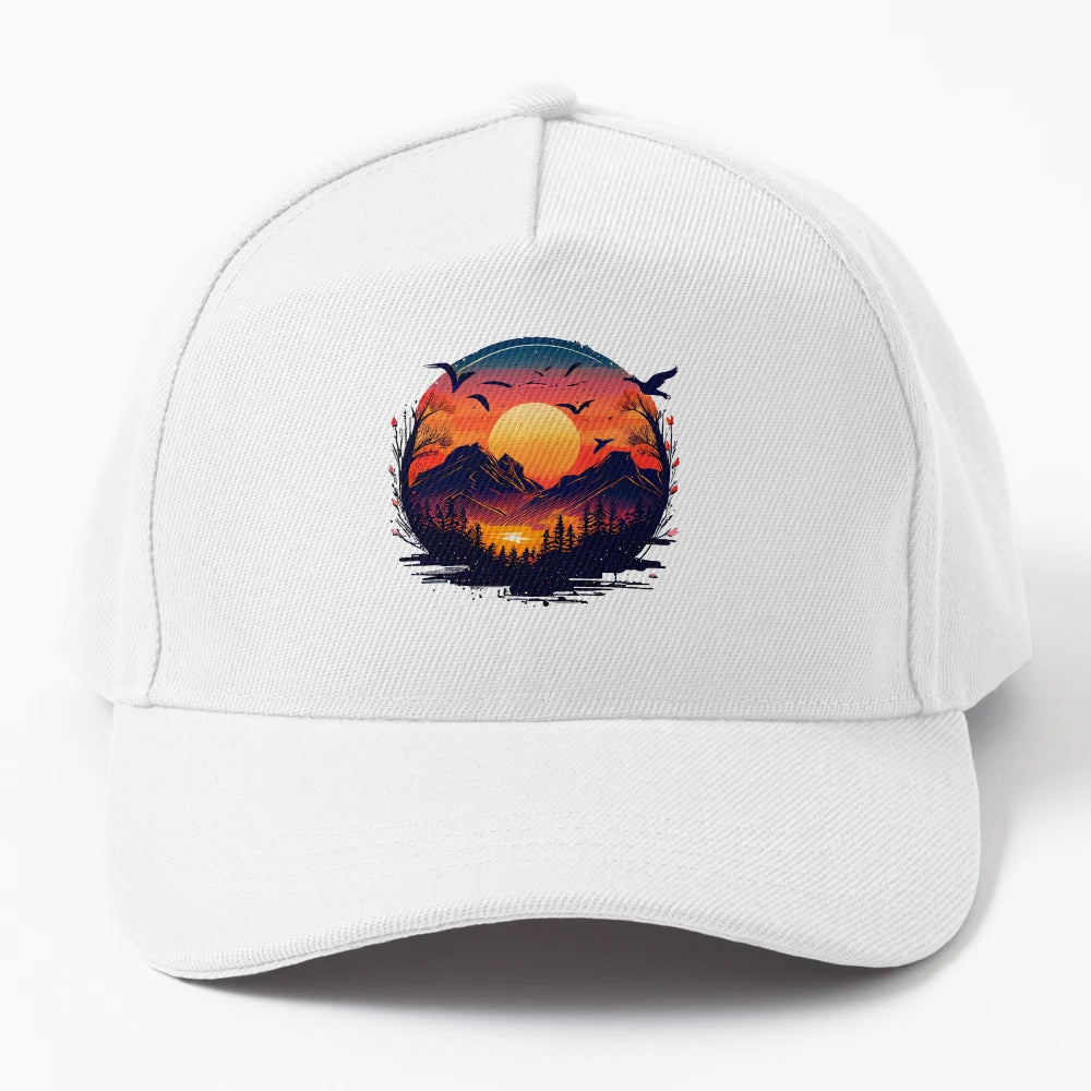 Stunning Landscape Sunset Bring Beauty Nature Trucker Hat - Snapback, Trucker Hat, Dad Hat, Denim Baseball Cap