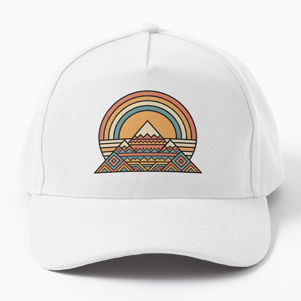 Mountain Landscape Minimalist New Era Snapback - Outdoor - Snapback, Trucker Hat, Dad Hat, Denim Baseball Cap