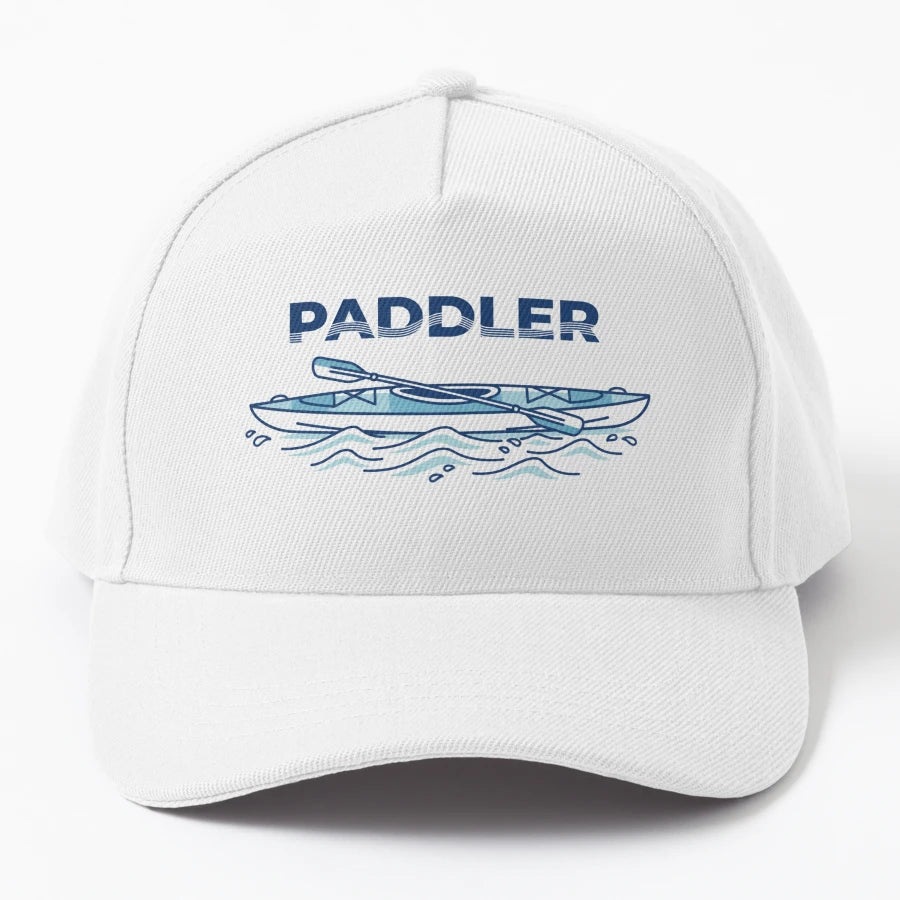 Paddler Kayak Side View Simple Illustration Trucker Hat - Snapback, Trucker Hat, Dad Hat, Denim Baseball Cap