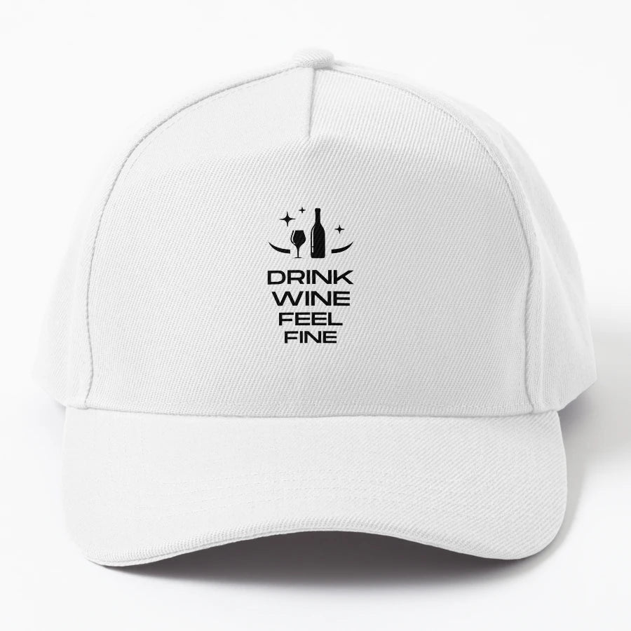 Drink Wine Feel Fine New Era Snapback - 6-Panel Cap - Snapback, Trucker Hat, Dad Hat, Denim Baseball Cap