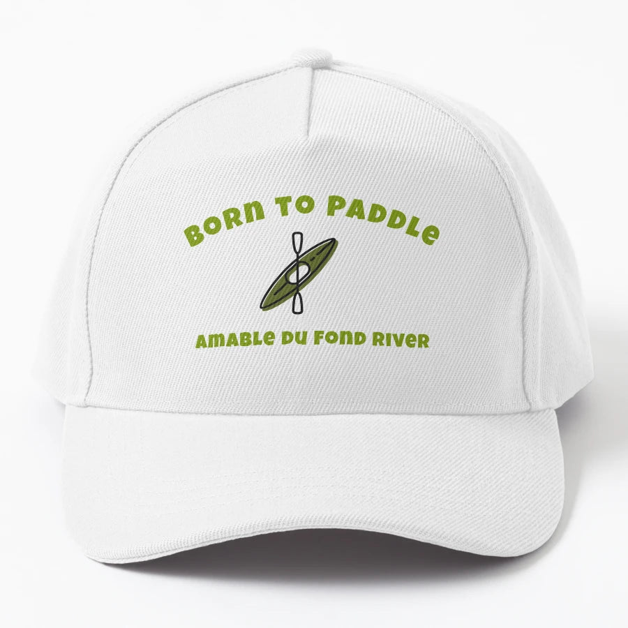 Born To Paddle Amable Du Fond River Denim Baseball Cap - Snapback, Trucker Hat, Dad Hat, Denim Baseball Cap