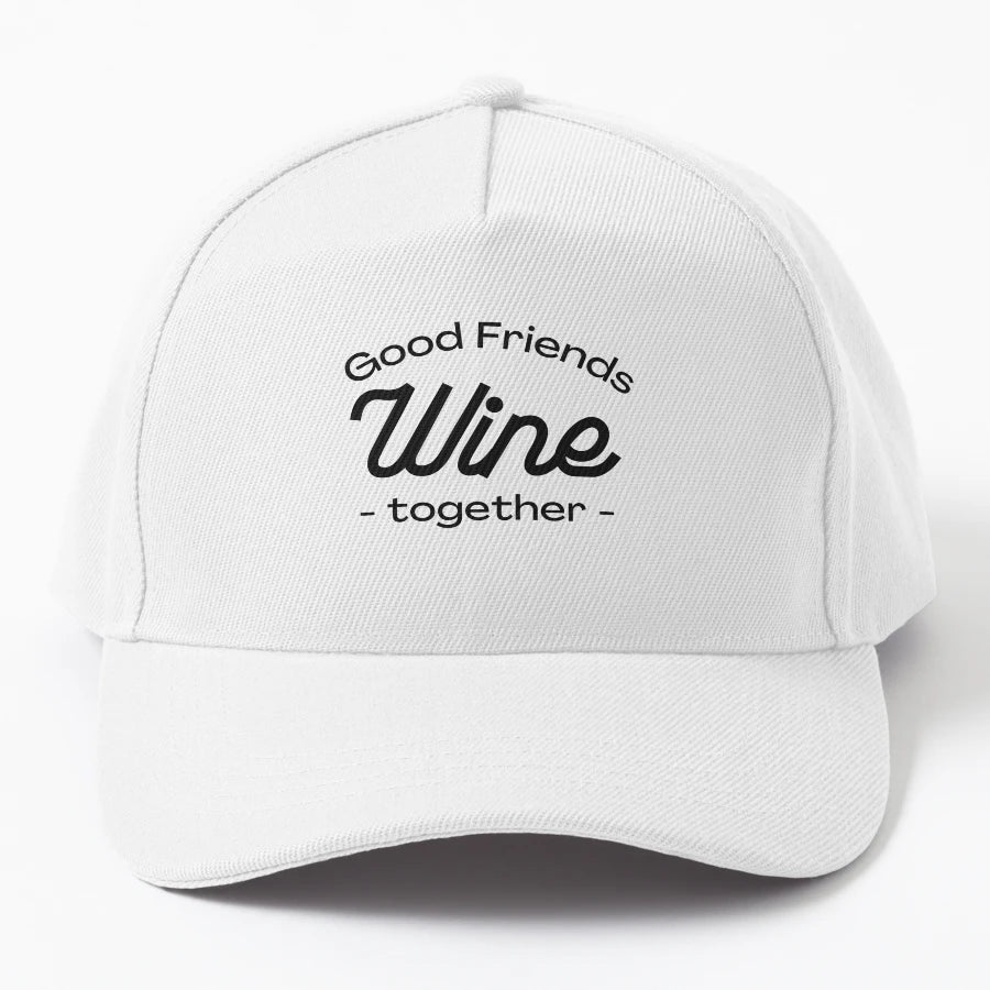 Good Friends Wine Together Funny Wine Denim Baseball Cap - Snapback, Trucker Hat, Dad Hat, Denim Baseball Cap