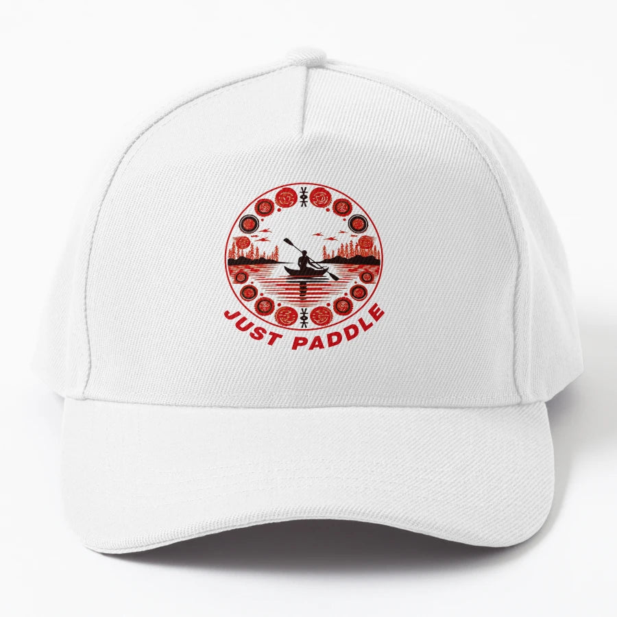 Just Paddle Kayak Design Denim Baseball Cap - Minimalist - Snapback, Trucker Hat, Dad Hat, Denim Baseball Cap