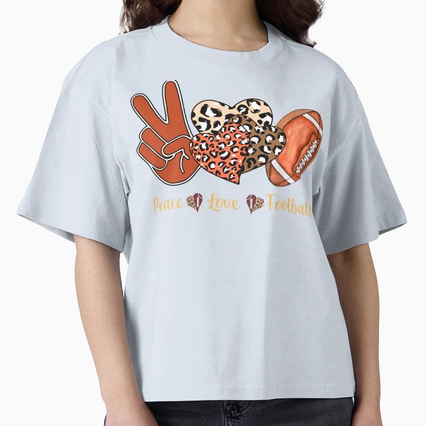 Peace Love Football Cut Football And Animal T-Shirt - Graphic Print Unisex - T-Shirt, Sweatshirt, Hoodie