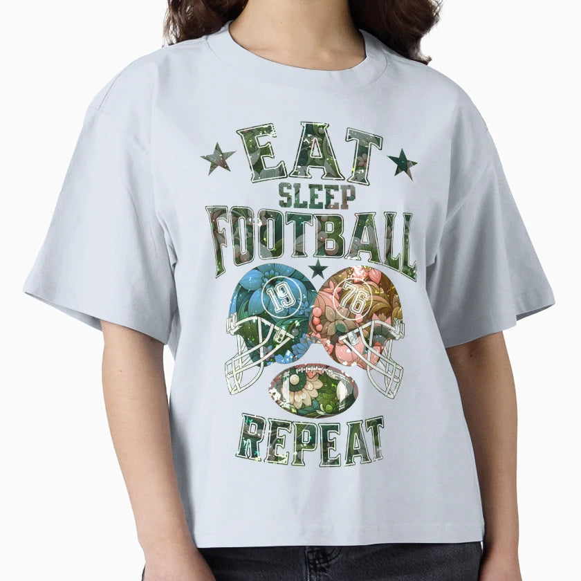 Eat Sleep Football Repeat T-Shirt - Trendy Graphic Unisex - T-Shirt, Sweatshirt, Hoodie