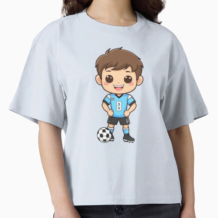 Kawaii Football Player T-Shirt - Aesthetic Graphic for Adults - T-Shirt, Sweatshirt, Hoodie