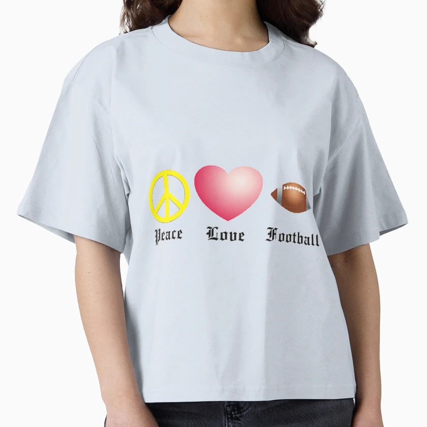 Peace Love Football T-Shirt - Trendy Graphic Men Women - T-Shirt, Sweatshirt, Hoodie
