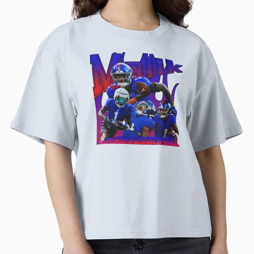 Malik Nabers Team Action Collage T-Shirt - Novelty Apparel Unisex - T-Shirt, Sweatshirt, Hoodie