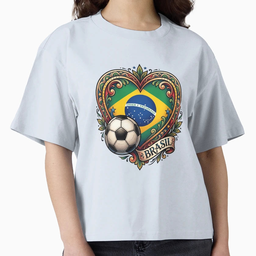 Brazil Heart Neo Traditional Football T-Shirt - Minimalist Print Unisex - T-Shirt, Sweatshirt, Hoodie