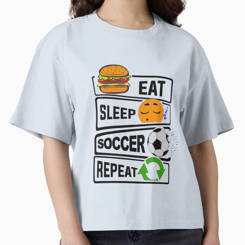 Funny Eat Sleep Soccer Repeat T-Shirt - Aesthetic Graphic for Adults - T-Shirt, Sweatshirt, Hoodie