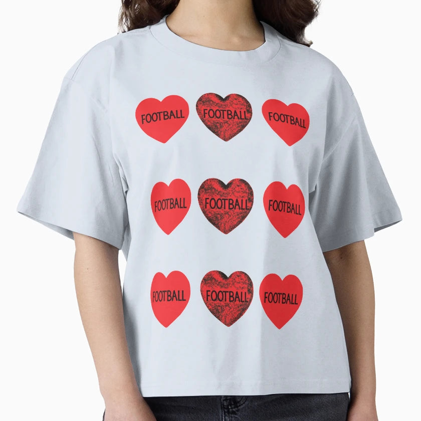 Love Football Hearts T-Shirt - Novelty Apparel Men Women - T-Shirt, Sweatshirt, Hoodie
