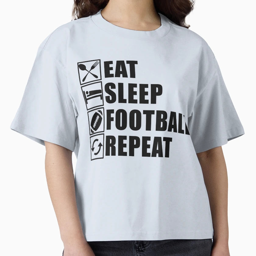 Eat Sleep Football Repeat T-Shirt - Unique Graphic Unisex - T-Shirt, Sweatshirt, Hoodie
