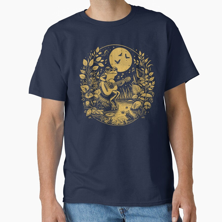 Toad Frog Playing Guitar Nature Pond by RR-Arts - Adult & Kids T-Shirts, Sweatshirts & Hoodies apparel design preview 1