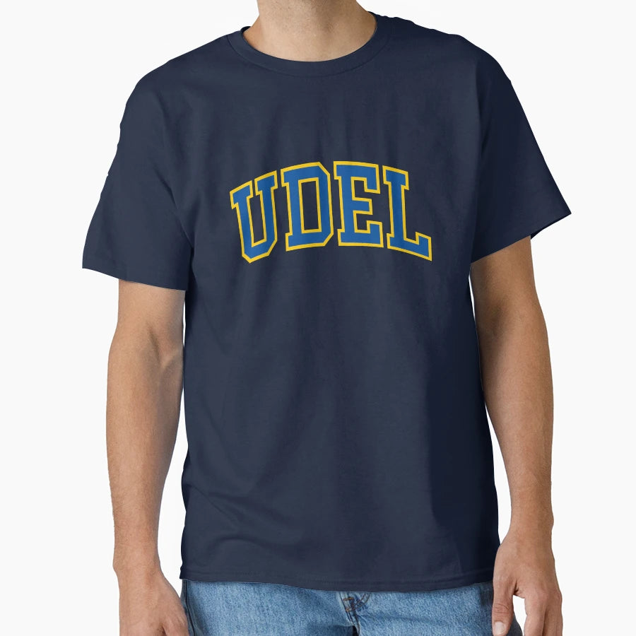 Udel College Font Curved T-Shirt - Streetwear Style Men Women - T-Shirt, Sweatshirt, Hoodie