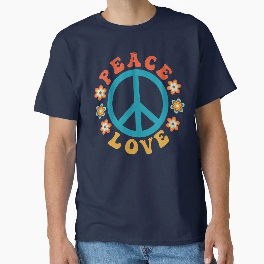 Hippie Peace Sign Flower Power Peace T-Shirt - Minimalist Print for Adults - T-Shirt, Sweatshirt, Hoodie