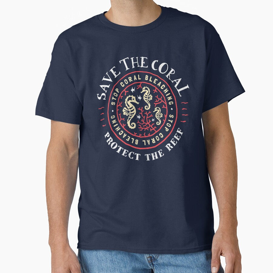 Protect the Coral, Save Reef Rustic Crest Design by - Adult & Kids T-Shirts, Sweatshirts & Hoodies apparel design preview 1