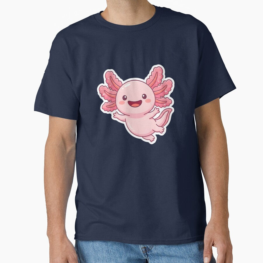 Happy Axolotl Cute Kawaii Pastel Sticker Design by - Adult & Kids T-Shirts, Sweatshirts & Hoodies apparel design preview 1