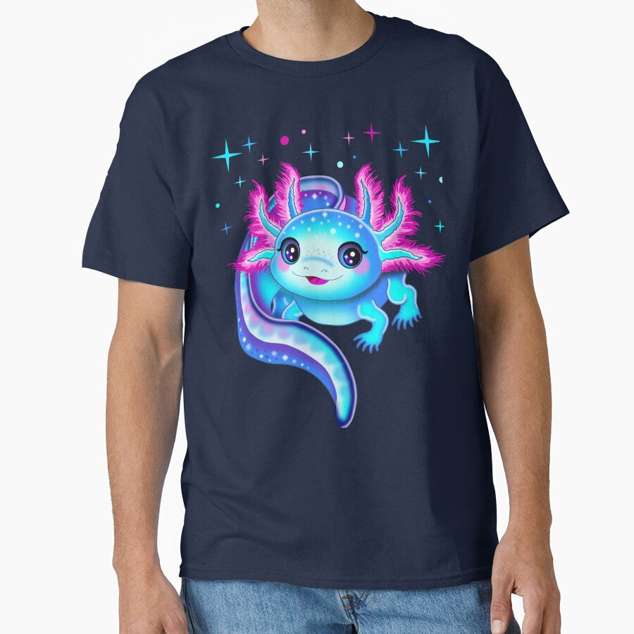 Cute Axolotl Galaxy Starry Sky by LESSILU - Adult & Kids T-Shirts, Sweatshirts & Hoodies apparel design preview 1