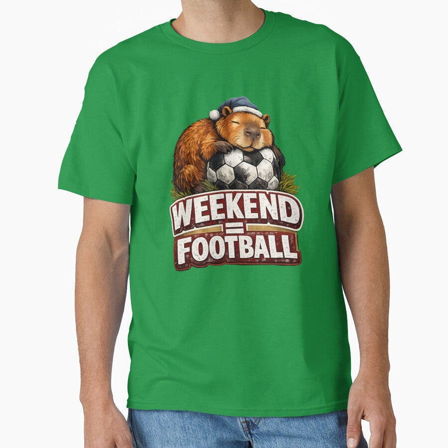 Weekend Football Sleeping Capybara Soccer Fan Funny - Adult & Kids T-Shirts, Sweatshirts & Hoodies apparel design preview 1