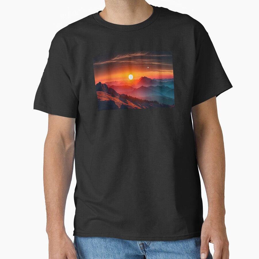 View of the Stunning Sunset from Mountains by - Adult & Kids T-Shirts, Sweatshirts & Hoodies apparel design preview 1