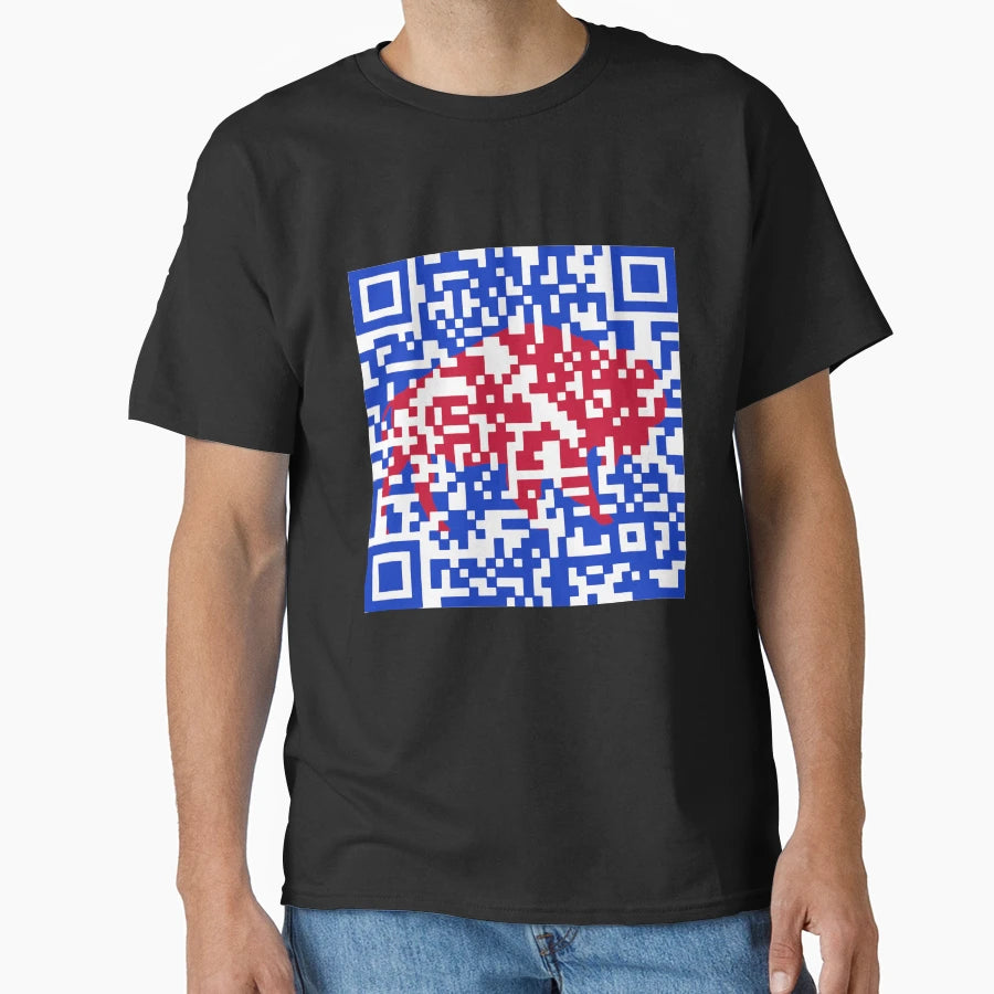 Buffalo Bills Shout Song Qr Code T-Shirt - Minimalist Print for Adults - T-Shirt, Sweatshirt, Hoodie