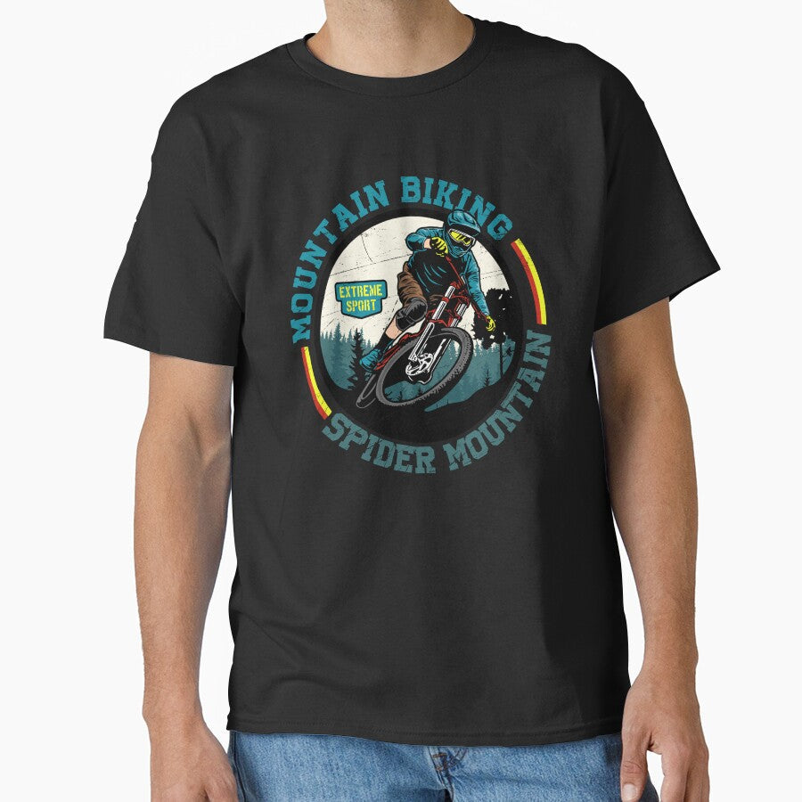 Vintage Retro Spider Mountain biking bmx mtb trails - Adult & Kids T-Shirts, Sweatshirts & Hoodies apparel design preview 1
