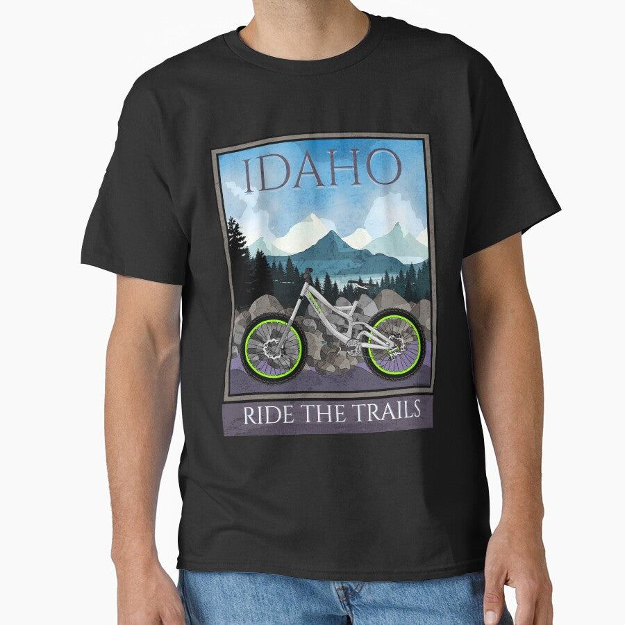 Mountain Biking Ride Idaho by Rich Summers Art - Adult & Kids T-Shirts, Sweatshirts & Hoodies apparel design preview 1