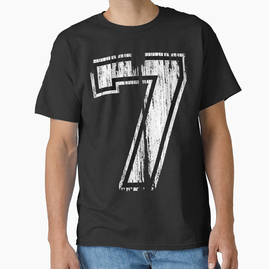 White Distressed Sports Number 7 by adamcampen - Adult & Kids T-Shirts, Sweatshirts & Hoodies apparel design preview 1