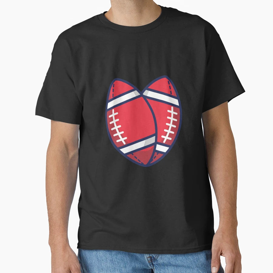 American Football Sports Love Heart T-Shirt - Streetwear Style Unisex - T-Shirt, Sweatshirt, Hoodie