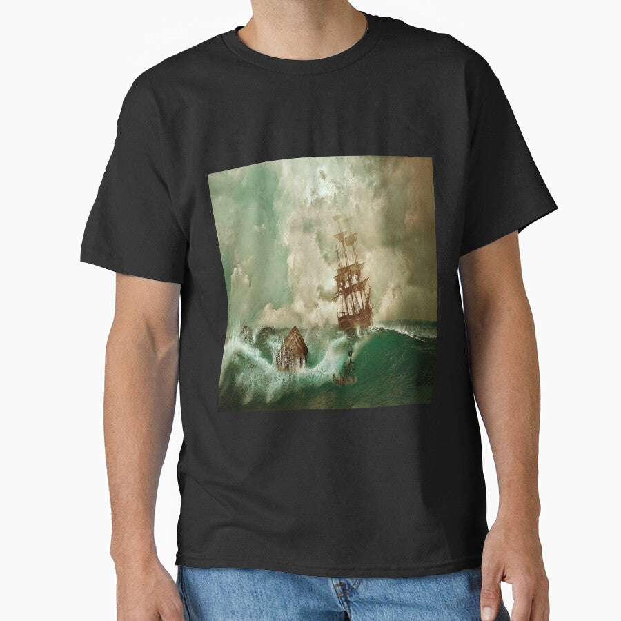 Green Ocean storm ship by MousaObaid - Adult & Kids T-Shirts, Sweatshirts & Hoodies apparel design preview 1