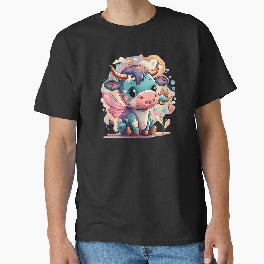 Cute Cow With Wings by Itsheartshop - Adult & Kids T-Shirts, Sweatshirts & Hoodies apparel design preview 1