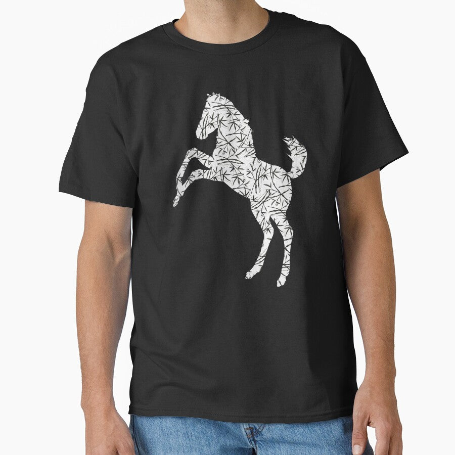 Mustang Horse Bamboo Pattern by SoccaTamam - Adult & Kids T-Shirts, Sweatshirts & Hoodies apparel design preview 1