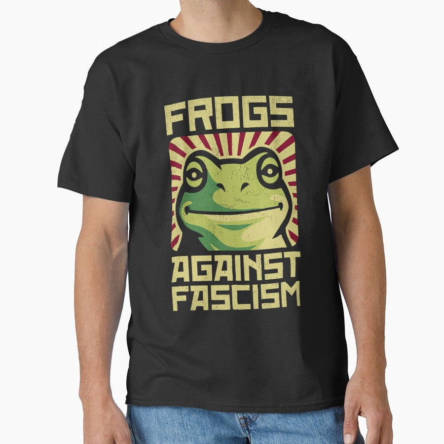 Frogs Against Fascism Retro Protest Poster by Han1986 - Adult & Kids T-Shirts, Sweatshirts & Hoodies apparel design preview 1