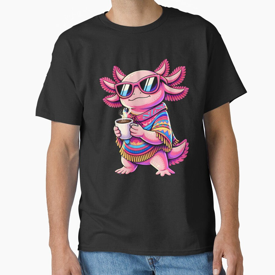 Cute Cool Axolotl with Coffee Cozy Pop Art Animal - Adult & Kids T-Shirts, Sweatshirts & Hoodies apparel design preview 1