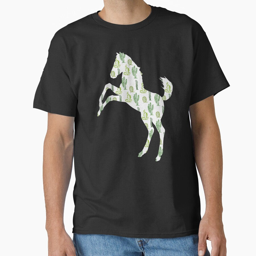 Mustang Horse Cactus Pattern by SoccaTamam - Adult & Kids T-Shirts, Sweatshirts & Hoodies apparel design preview 1